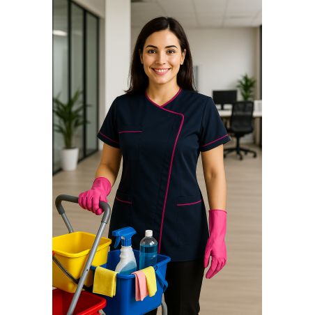 Tunique de travail F'emme Marine Fushia Tissu nouvelle généraiton