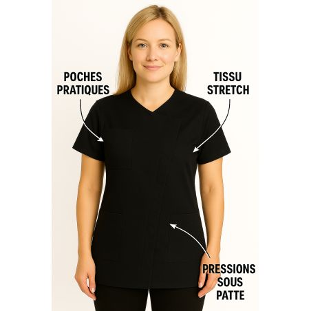Tunique de travail Noire Tissu Nouvelle génération Tunique de travail Noire Tissu Nouvelle génération