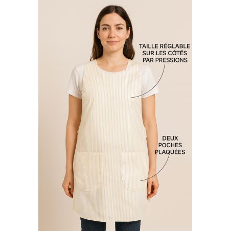 Tablier chasuble rayé Jaune