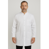Tunique médicale homme blanche manches longues portée, vue de face