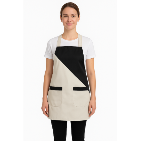 tablier restauration bicolore coupe chasuble liens ajustables