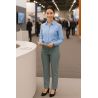 Pantalon de travail femme gris clair – coupe droite, taille mi-haute