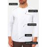 Veste de cuisine homme – col beige contrasté, aérations & poche Veste de cuisine homme – col beige contrasté, aérations & poche