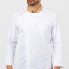 Veste de cuisine homme – col beige contrasté, aérations & poche Veste de cuisine homme – col beige contrasté, aérations & poche