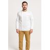 Veste de cuisine homme – col beige contrasté, aérations & poche Veste de cuisine homme – col beige contrasté, aérations & poche