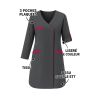 Blouse de travail femme manches transformables – Gris avec finitions fuchsia