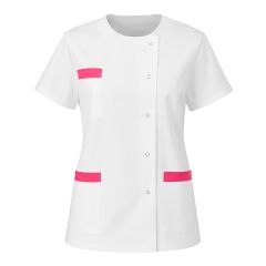 Tunique médicale forme Julia avec finition Fushia sur fond Blanc