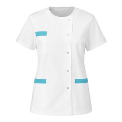 Blouse Médicale Blanche parement Turquoise