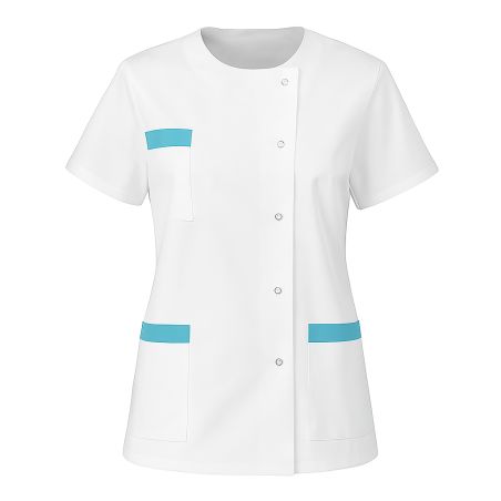 Blouse Médicale Blanche parement Turquoise