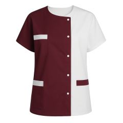 Blouse médicale hauteur Blanche et Bordeaux