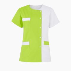 Blouse médicale Moderne 2 couleurs Blanc et vert lime