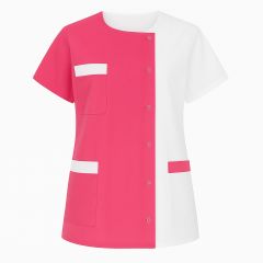 Blouse médicale courte Fushia et Blanche avec poches