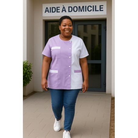 Blouse medicla Blanche et mauve