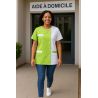 Blouse médicale Moderne 2 couleurs Blanc et vert lime