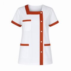 Tunique femme Modèle à col carré avec parements terracotta