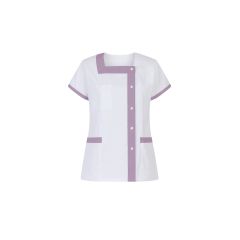 Blouse Médicale manches courtes Blanhce Col Couleur violet Parme