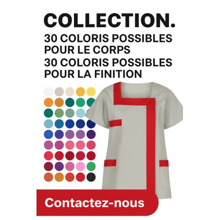 Tunique de travail idela maison de retraite Grise et Fushia