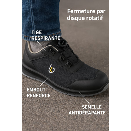 Chaussure de securité Homme Femme Disque S3L SR FO