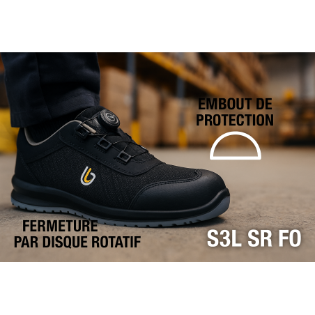 Chaussure de securité Homme Femme Disque S3L SR FO