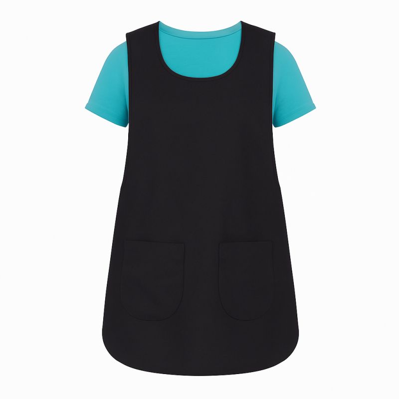 Tablier Noir forme chasuble fermeture par pressions réglables
