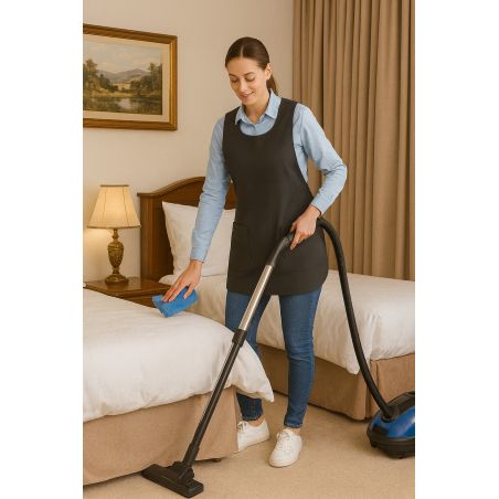 Tablier Noir forme chasuble fermeture par pressions réglables