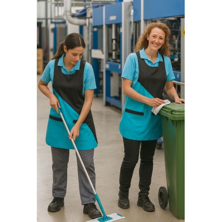 Chasuble blouse bi couleur Turquoise et noir