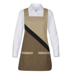 Tablier chasuble blouse femme sans manches Beige Noir et Marron