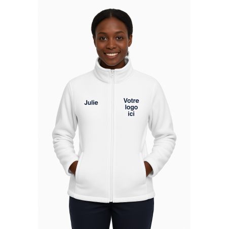 Veste Micropolaire zippée à Broder white Veste Micropolaire zippée à Broder white