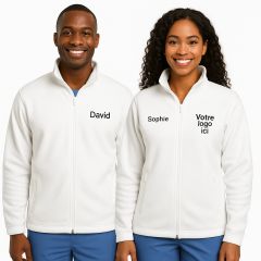 Veste Micropolaire Blanche zippée à Broder Homme Femme