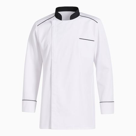 Veste chef cuisinier Blanche respirante Finition Noire