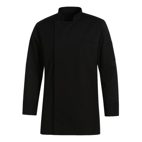 Veste de cuisine Noire bi matiere respirante avec souflet dos