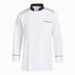 Veste de cuisine Blanche et Chocolat avec souflet dos manches longues