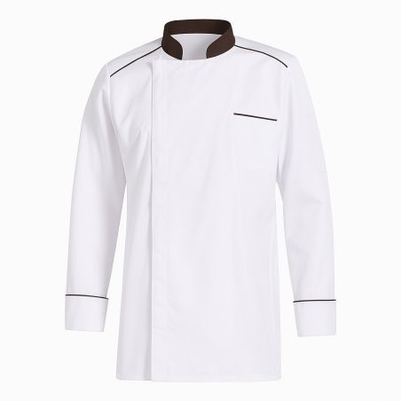 Veste de cuisine Blanche et Chocolat avec souflet dos manches longues