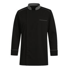 Veste de cuisine noire et grise avec incrustation respirante cool max