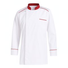 Veste cuisine Blanche et rouge avec souflet dos et maille respirante coté