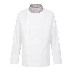 Veste de cuisine Blanche et grise respirante avec souflet