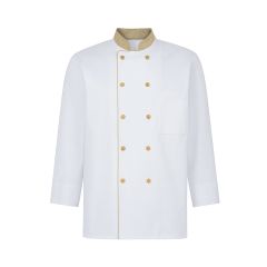 Veste de cuisine Blanche et Beige Manches longues ideale boulanger