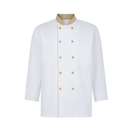 Veste de cuisine Blanche et Beige Manches longues ideale boulanger