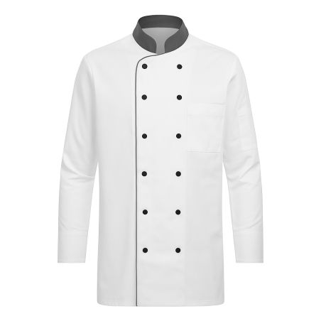 Veste cuisine Blanche et grise manches longues