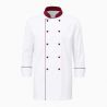 Veste cuisiner Blanche col et presions bordeaux