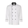 Veste cuisine Homme Blanche col et pressions noire manches longues classiques