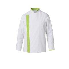 Veste chef cuisine Blanche et vert lime manches longues