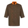 Veste cuisine Manches courtes coloris Marron col officier et pressions Orange