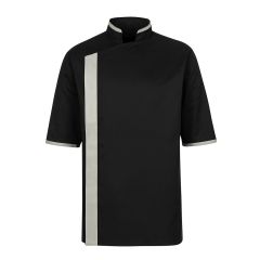 Veste de Cuisine Noire manches courtes Finiton Grise