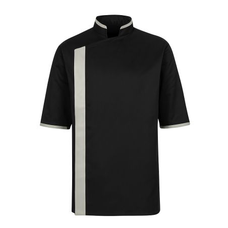 Veste de Cuisine Noire manches courtes Finiton Grise