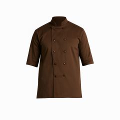 Veste chocolatier manches courtes marron