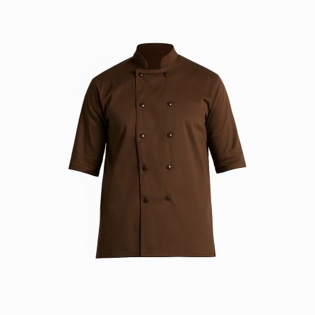 Veste chocolatier manches courtes marron