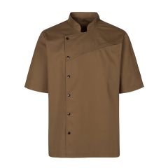 Veste cuisine manche courte plastron marron fond marron