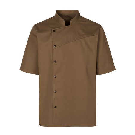 Veste cuisine manche courte plastron marron fond marron