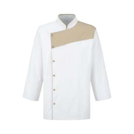 Veste de cuisine manches longues Blanche et beige Homme femme